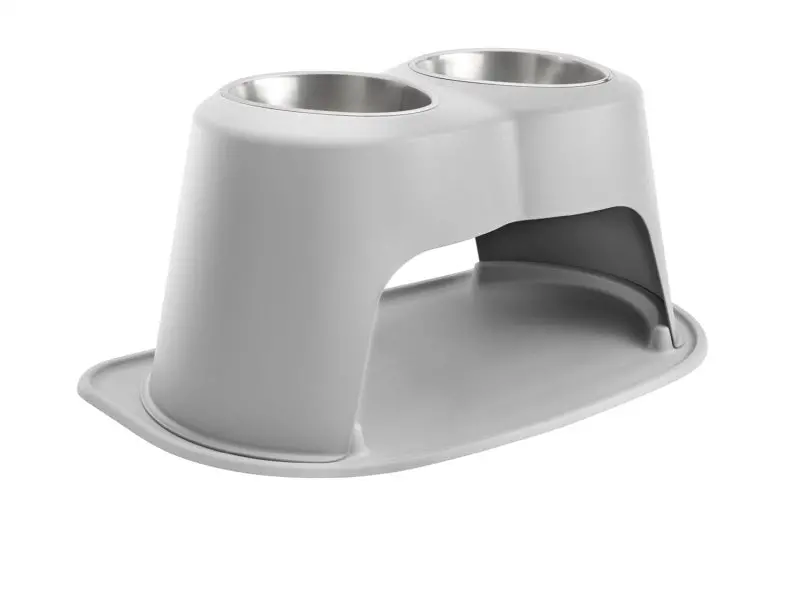 Weathertech Pet Feeding System Double High 96Oz 14In. Stainless Bowl - Light Grey 1