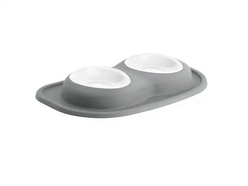 Weathertech Pet Feeding System Double Low 16Oz 2In. Poly Bowl - Dark Grey 1