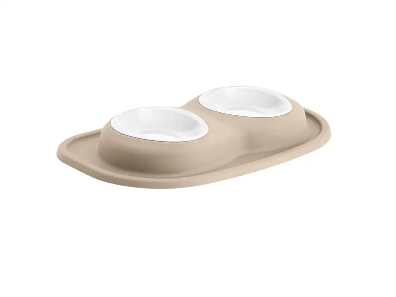 Weathertech Pet Feeding System Double Low 16Oz 2In. Poly Bowl - Tan 1