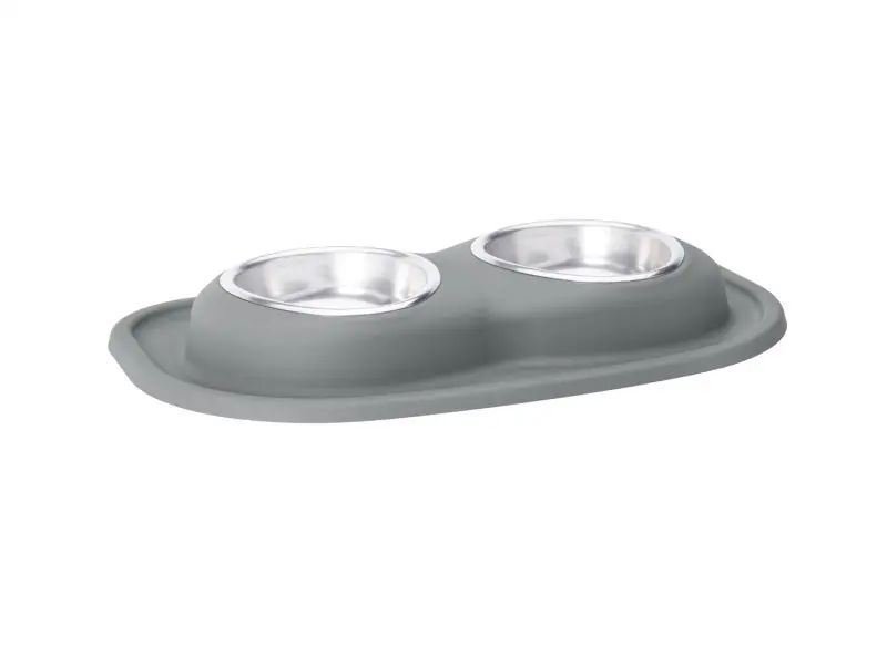 Weathertech Pet Feeding System Double Low 16Oz 2In. Stainless Bowl - Dark Grey 1