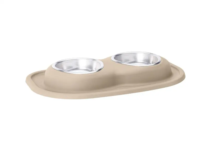 Weathertech Pet Feeding System Double Low 16Oz 2In. Stainless Bowl - Tan 1