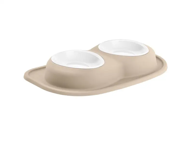 Weathertech Pet Feeding System Double Low 32Oz 3In. Poly Bowl - Tan 1