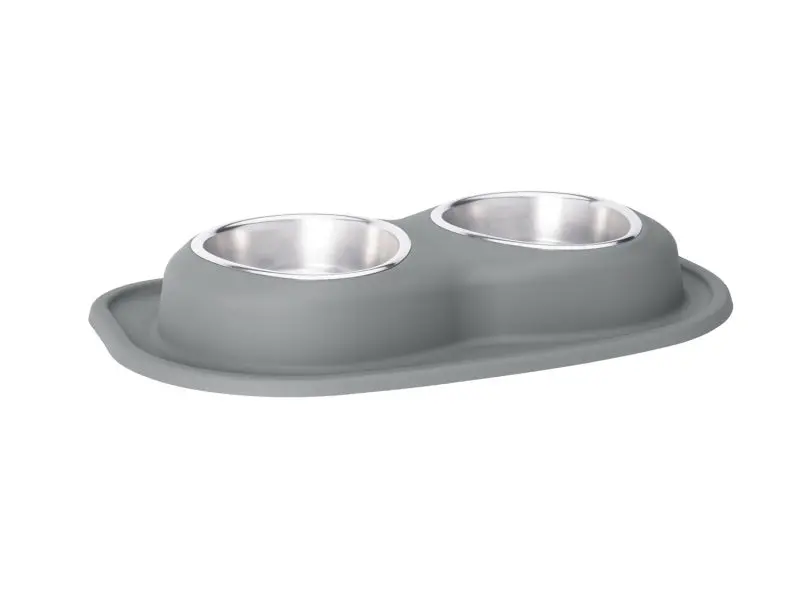 Weathertech Pet Feeding System Double Low 32Oz 3In. Stainless Bowl - Dark Grey 1