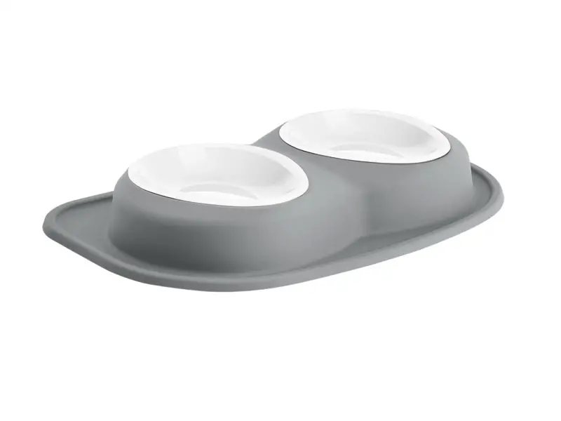 Weathertech Pet Feeding System Double Low 64Oz 3In. Poly Bowl - Dark Grey 1