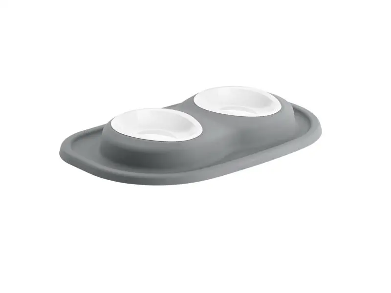 Weathertech Pet Feeding System Double Low 8Oz 1In. Poly Bowl - Dark Grey 1