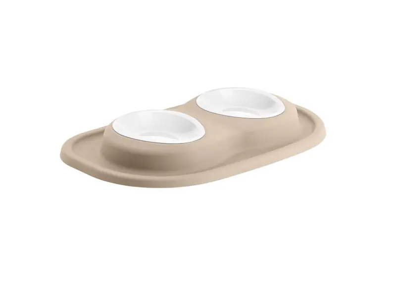Weathertech Pet Feeding System Double Low 8Oz 1In. Poly Bowl - Tan 1