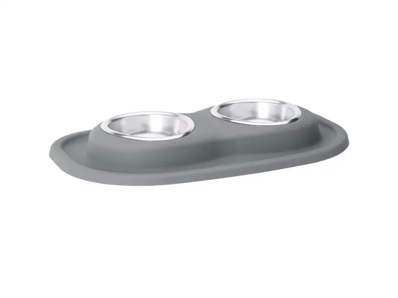 Weathertech Pet Feeding System Double Low 8Oz 1In. Stainless Bowl - Dark Grey 1
