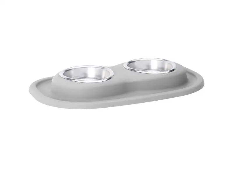 Weathertech Pet Feeding System Double Low 8Oz 1In. Stainless Bowl - Light Grey 1