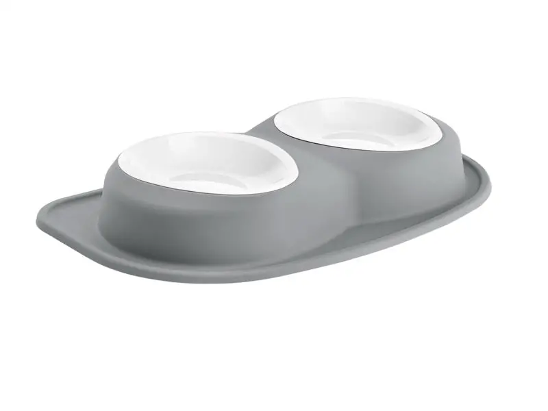 Weathertech Pet Feeding System Double Low 96Oz 3In. Poly Bowl - Dark Grey 1