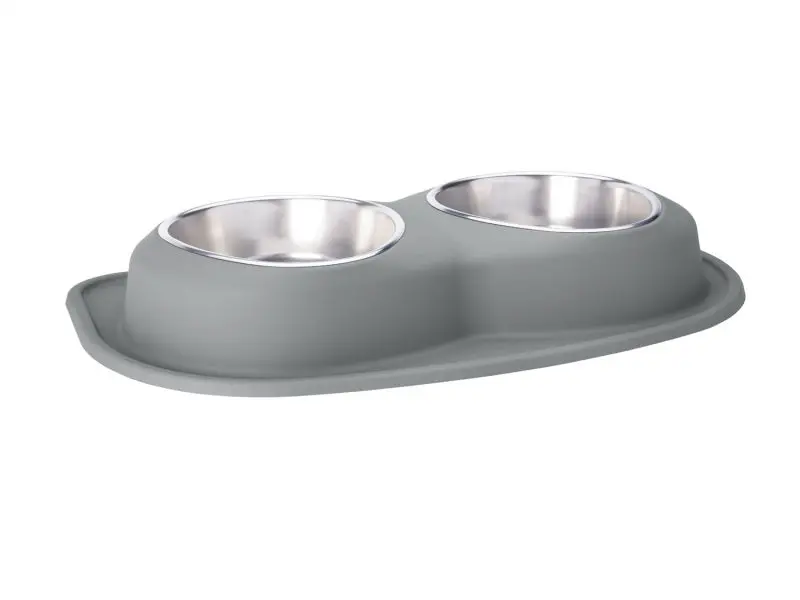 Weathertech Pet Feeding System Double Low 96Oz 3In. Stainless Bowl - Dark Grey 1
