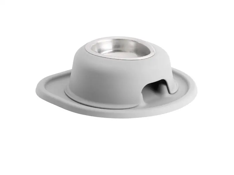 Weathertech Pet Feeding System Single High 8Oz 3In. Stainless Bowl - Light Grey 1