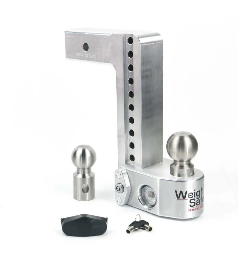 Weigh Safe 10In Drop Hitch W/Built-In Scale & 2.5In Shank (10K/18.5K Gtwr) - Aluminum 1