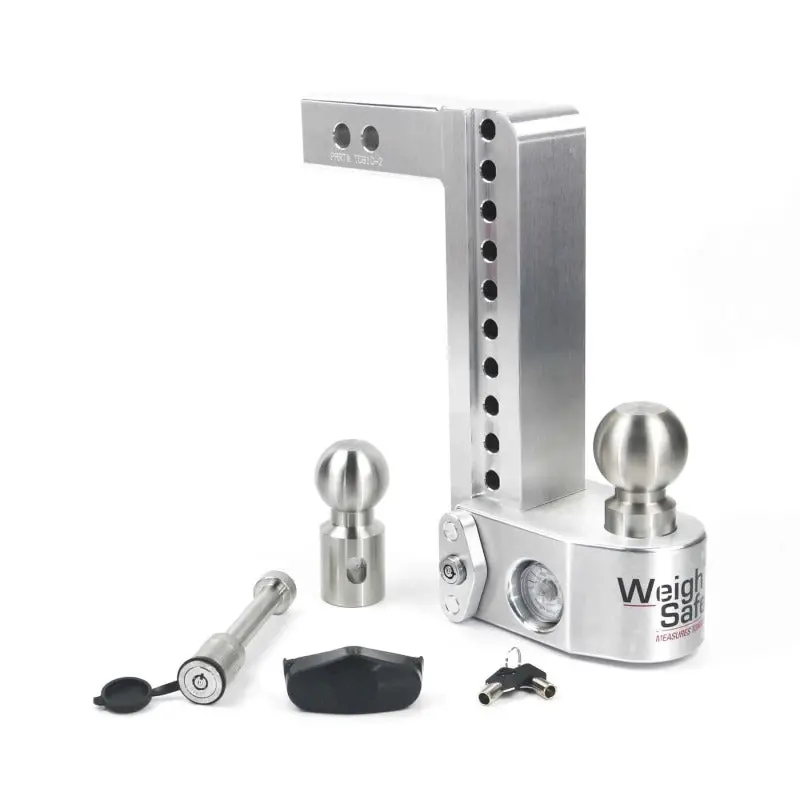 Weigh Safe 10In Drop Hitch W/Built-In Scale & 2In Shank (10K/12.5K Gtwr) W/Ws05 - Aluminum 1