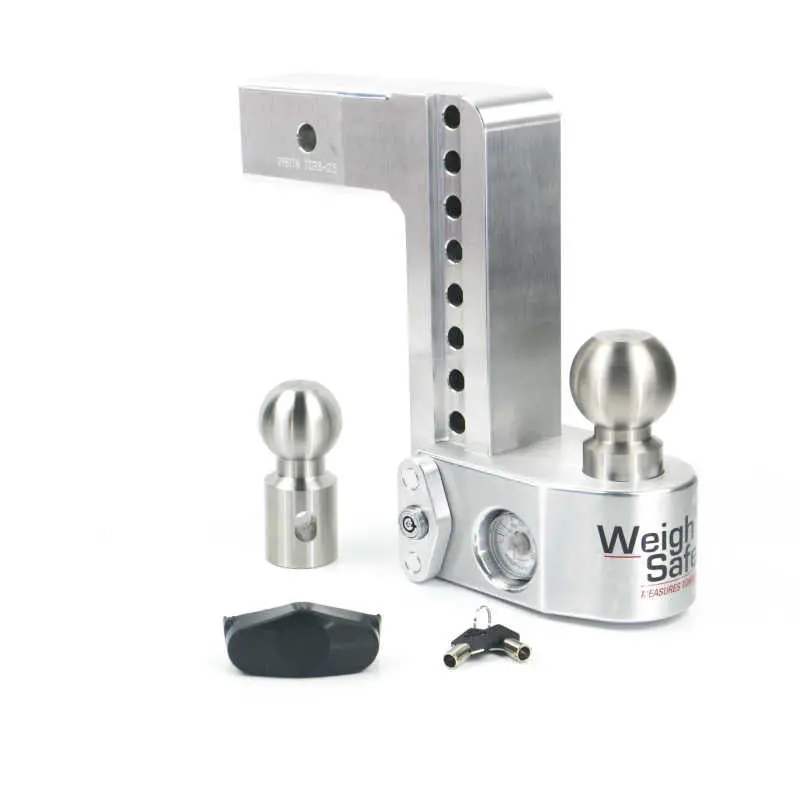 Weigh Safe 8In Drop Hitch W/Built-In Scale & 2.5In Shank (10K/18.5K Gtwr) - Aluminum 1