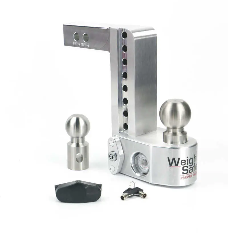 Weigh Safe 8In Drop Hitch W/Built-In Scale & 2In Shank (10K/12.5K Gtwr) - Aluminum 1