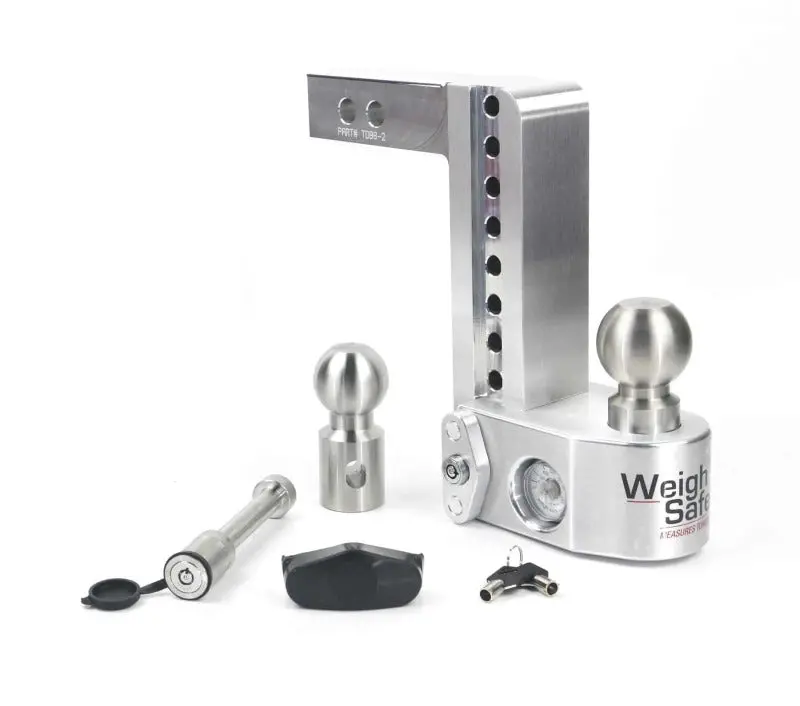 Weigh Safe 8In Drop Hitch W/Built-In Scale & 2In Shank (10K/12.5K Gtwr) W/Ws05 - Aluminum 1