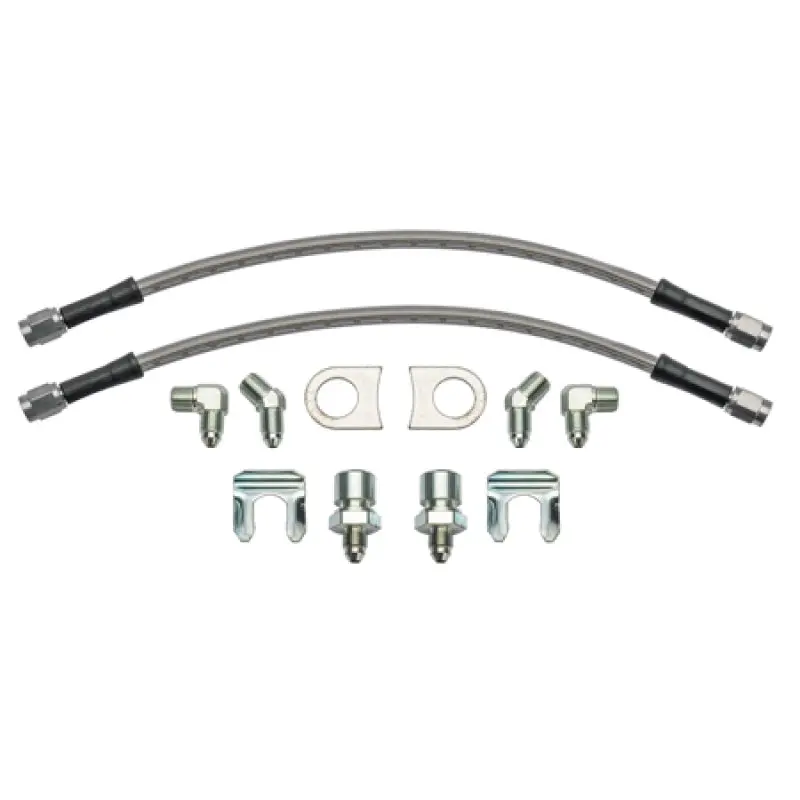 Wilwood 12In Length -3 To 3/8-24 If 1/8-27 Npt 90 Degree Flexline Kit W/ Weld-On Bracket Tabs 1