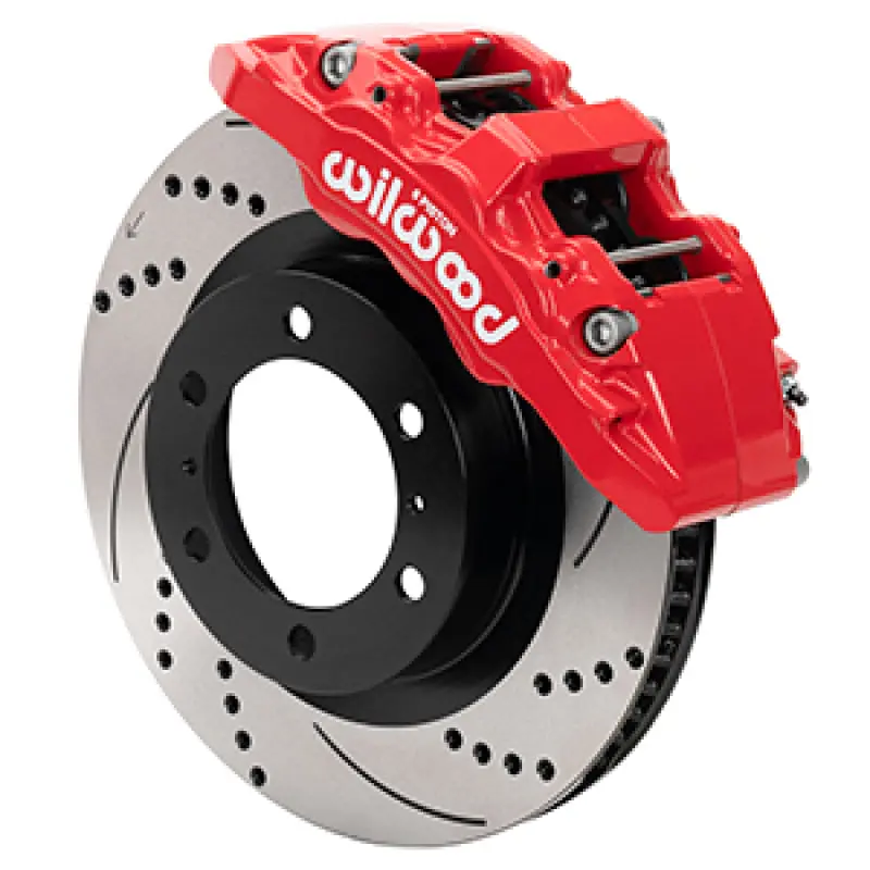 Wilwood 15-21 Toyota 4Runner Aero6-Dm Red Front Brake Kit - Drilled & Slotted 1