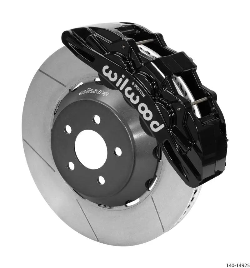 Wilwood 15-23 Ford Mustang Sx6r Front Brake Kit 15In Lug Drive Rotor Slotted Black W/ Lines 1