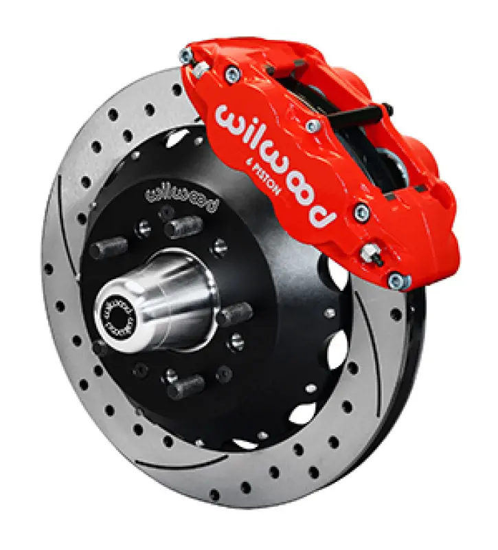 Wilwood 65-68 Chevy Impala W/ Drum Spindle- Fnsl6r - 12.88 In Vented Gt Rotor Drilled Red 1