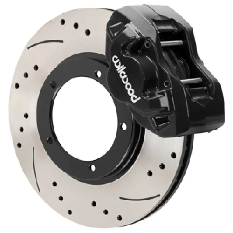 Wilwood 84-89 Porsche 911 D45 11.10In. Front Brake Kit W/ Flex Lines - Drilled Rotors (Black) 1