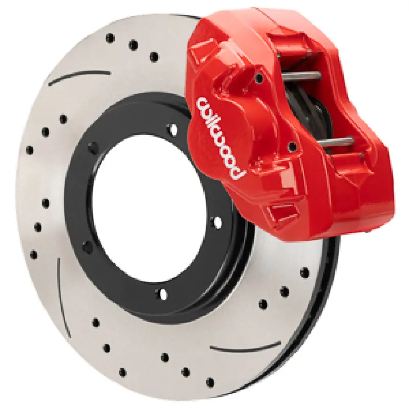 Wilwood 84-89 Porsche 911 D45 11.10In. Front Brake Kit W/ Flex Lines - Drilled Rotors (Red) 1