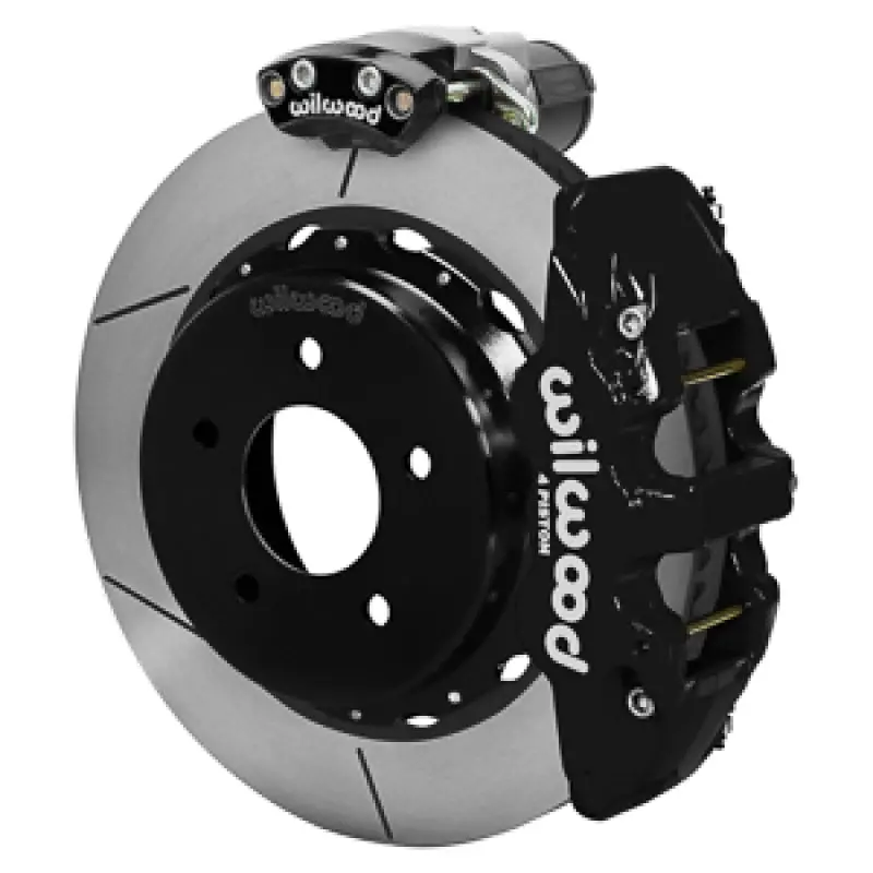 Wilwood 88-98 Gm C1500 Aero4 Rear Electronic Parking Brake Kit 14In Rotor 3.25In Offset - Blk 1