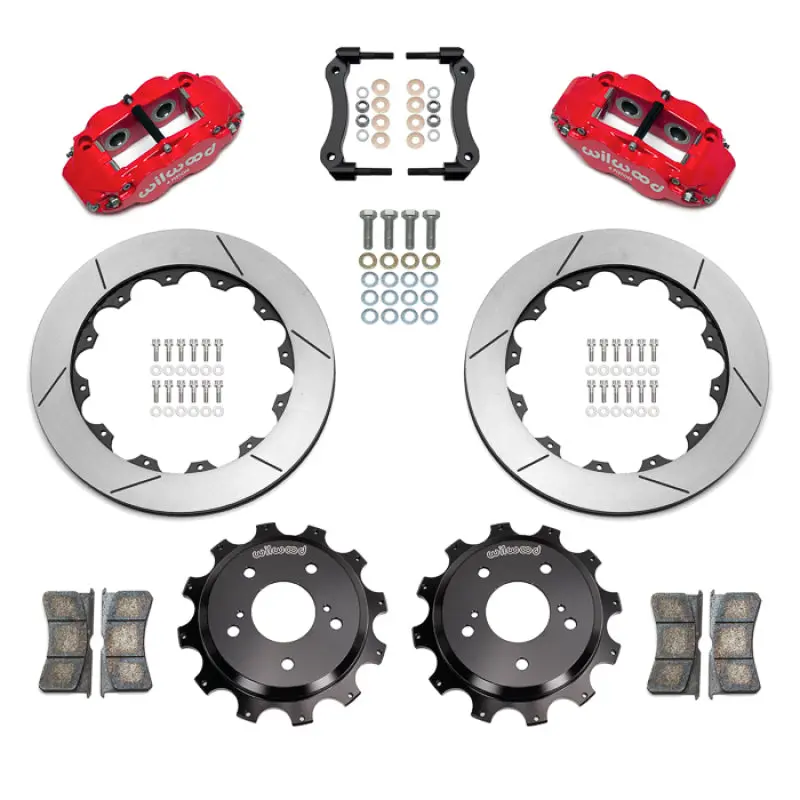 Wilwood 89-02 Nissan Skyline Superlite 4R Rear Bbk W/ 13.50In Diameter Slotted Rotor - Red 1