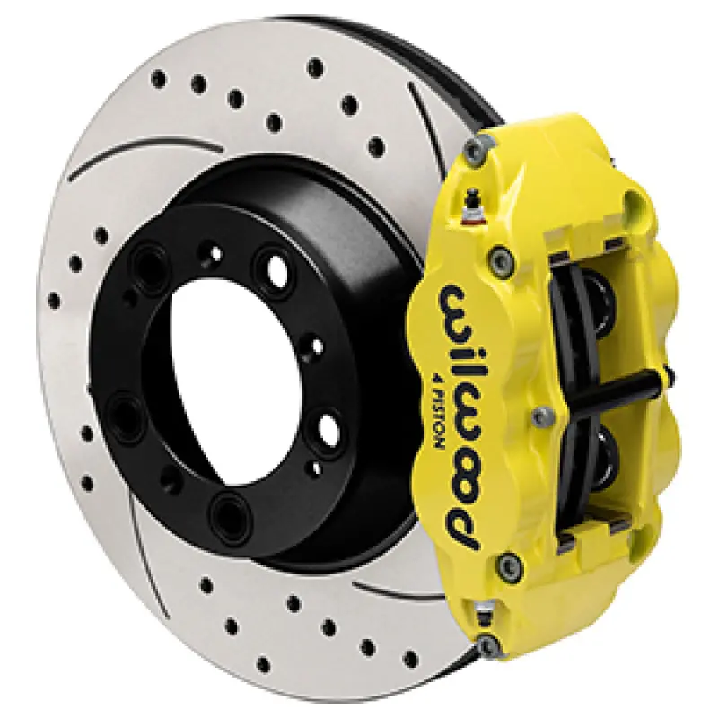 Wilwood 99-12 Porsche 911 (996/997) Superlite 4R Rear Brake Kit Drilled 14.00In Rotor W/Lines - Ylw 1