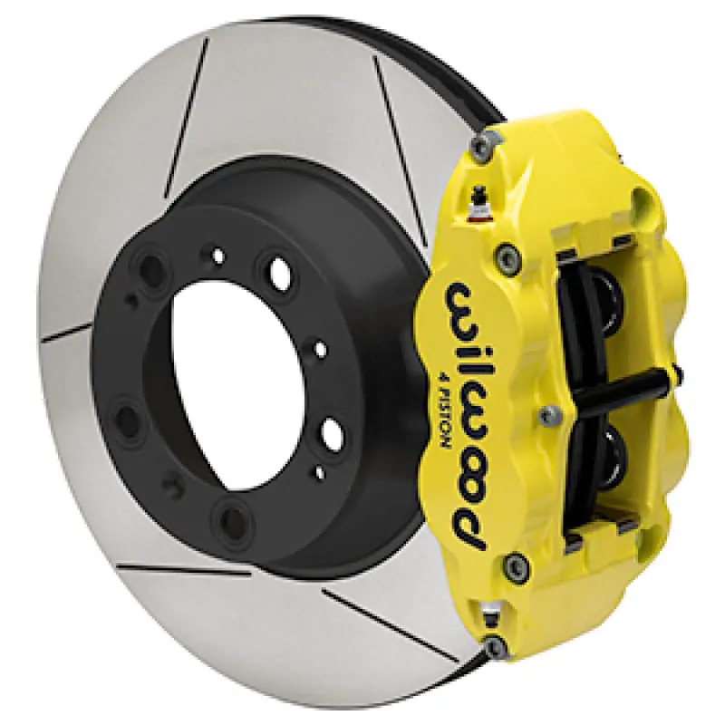 Wilwood 99-12 Porsche 911(996/997) Superlite 4R Rear Brake Kit Slotted 14.00In Rotor W/Lines - Ylw 1
