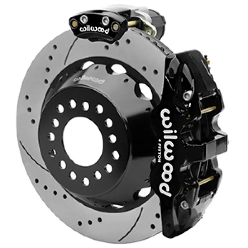 Wilwood Aero4 Big Brake Rear Electronic Parking Brake Kit - Black - Powder Coat Caliper - D/S Rotor 1