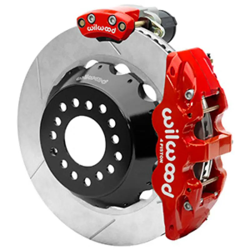 Wilwood Aero4 Big Brake Rear Electronic Parking Brake Kit - Red - Powder Coat Caliper - Gt Slt Rotor 1