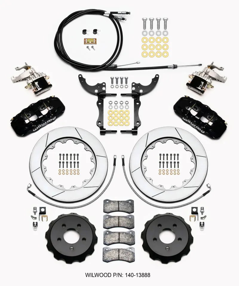 Wilwood Aero4 / Mc4 Rear Kit 14.00 15-23 Mustang W/Lines & Cables 1