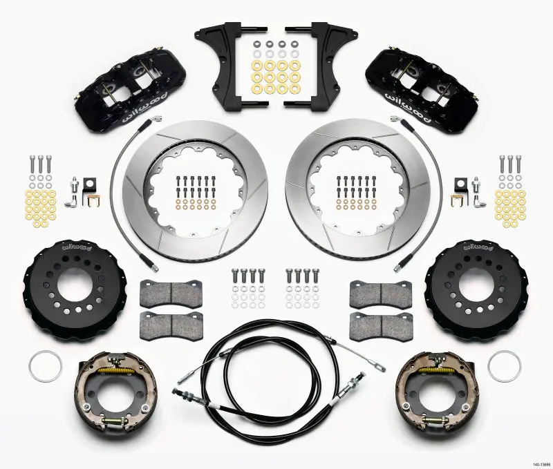 Wilwood Aero4 Rear Kit 14.00 2005-2014 Mustang W/ Bmr Suspn. W/Lines 1