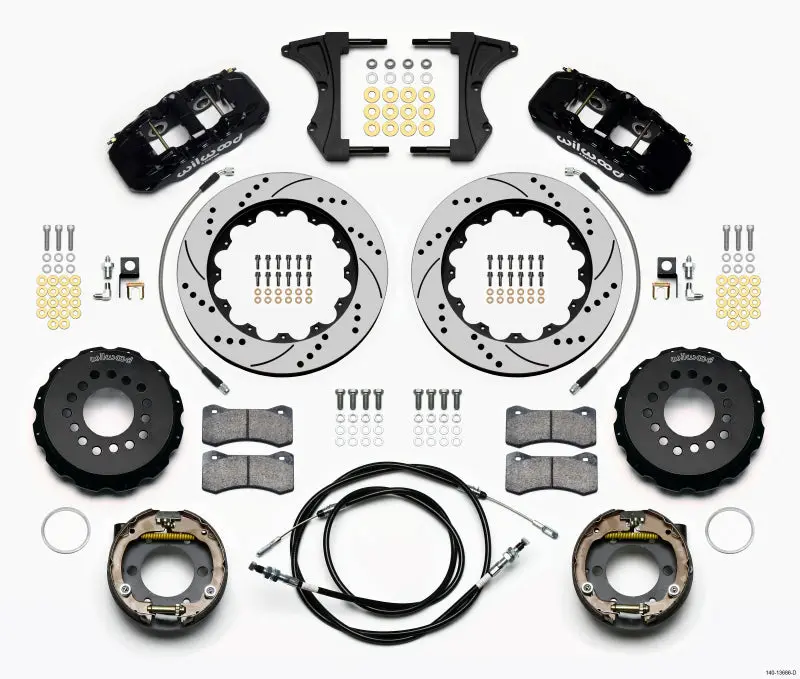 Wilwood Aero4 Rear Kit 14.00 Drilled 2005-2014 Mustang W/ Bmr Suspn. W/Lines 1