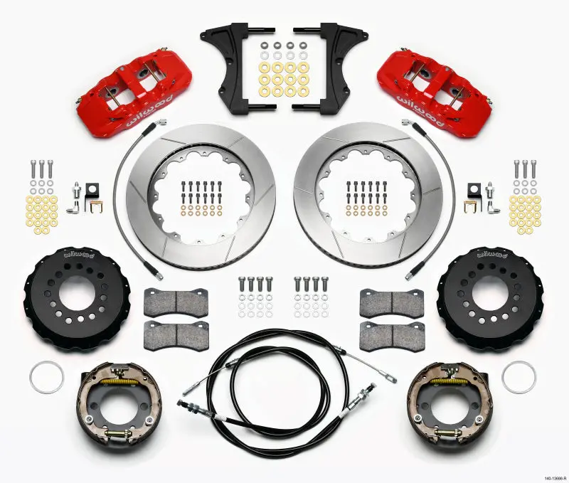 Wilwood Aero4 Rear Kit 14.00 Red 2005-2014 Mustang W/ Bmr Suspn. W/Lines 1