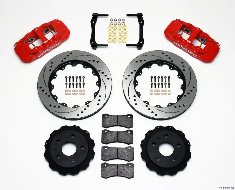 Wilwood Aero4 Rear Kit 14.25In Drilled Red 2010-2015 Camaro 1