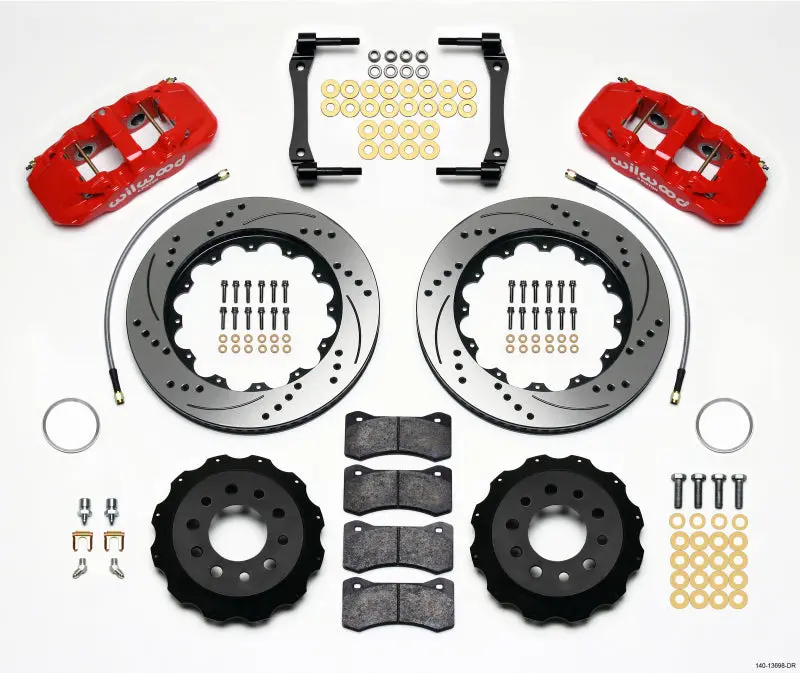 Wilwood Aero4 Rear Kit 14.25In Drilled Red 2014-Up Corvette C7 W/Lines 1