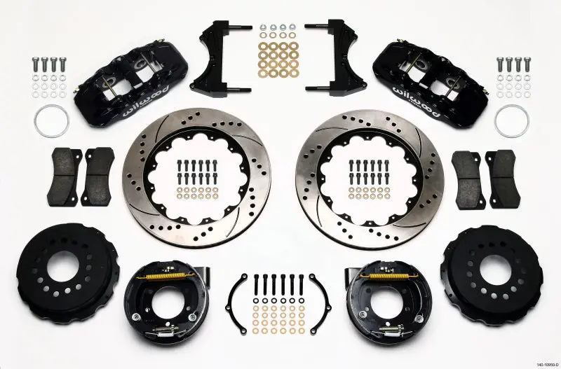 Wilwood Aero4 Rear P-Brake Kit 14.00In Drilled 2005-2014 Mustang 1