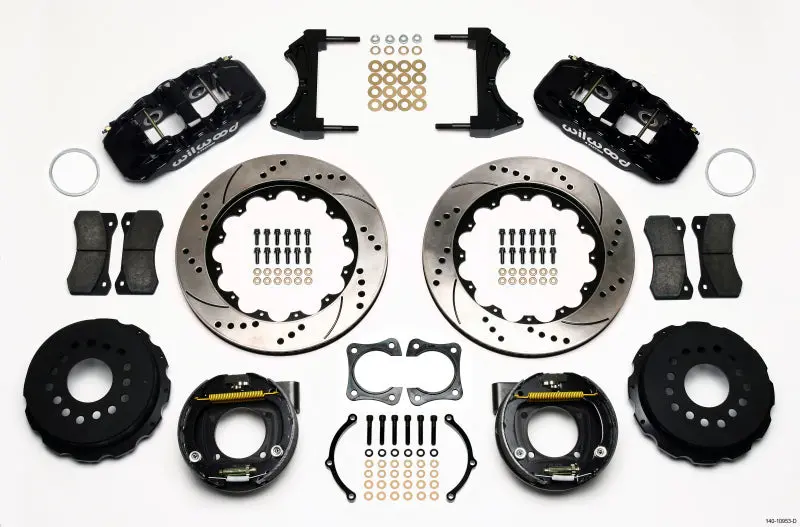 Wilwood Aero4 Rear P-Brake Kit 14.00In Drilled 58-64 Olds/Pontiac Ends 2.81In Offset 1