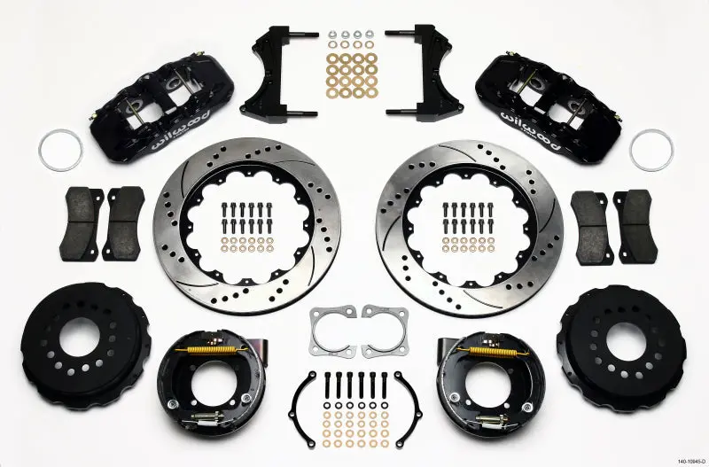 Wilwood Aero4 Rear P-Brake Kit 14.00In Drilled Chevy 12 Bolt-Spec 3.15In Bearing 1