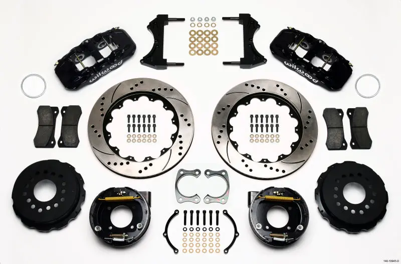 Wilwood Aero4 Rear P-Brake Kit 14.00In Drilled Chevy 12 Bolt W/ C-Clips 1