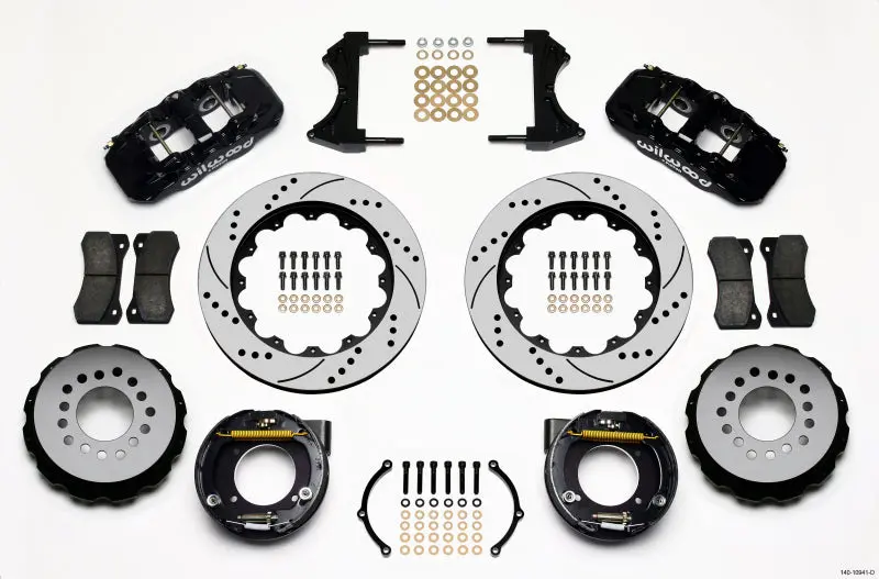 Wilwood Aero4 Rear P-Brake Kit 14.00In Drilled Chevy C-10 2.42 Offset 5-Lug 1