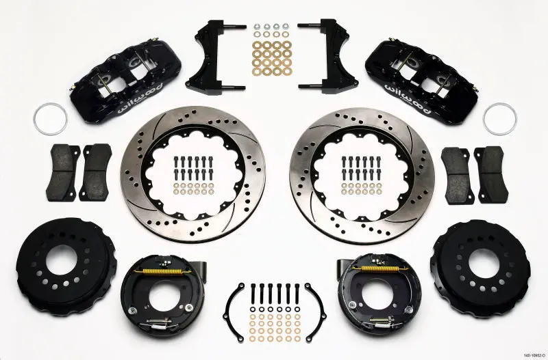 Wilwood Aero4 Rear P-Brake Kit 14.00In Drilled Ford 8.8 W/2.5In Offset-5 Lug 1