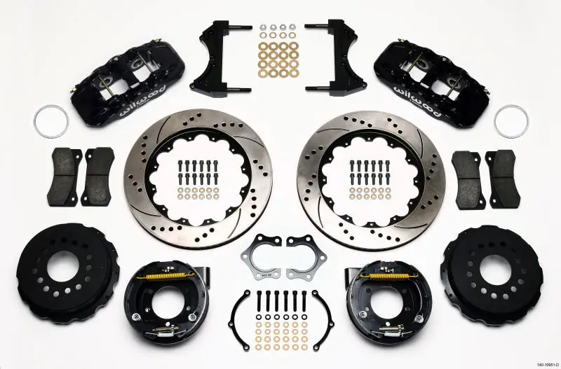 Wilwood Aero4 Rear P-Brake Kit 14.00In Drilled Mopar/Dana 2.36In Off W/Snap Ring Bearing 1