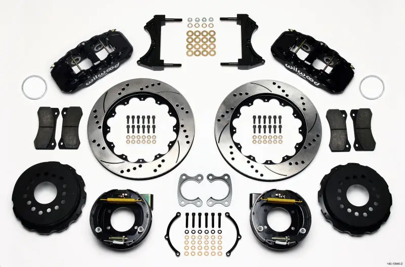 Wilwood Aero4 Rear P-Brake Kit 14.00In Drilled Small Ford 2.66In Offset 1