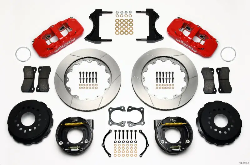 Wilwood Aero4 Rear P-Brake Kit 14.00In Red 58-64 Olds/Pontiac Ends 2.81In Offset 1