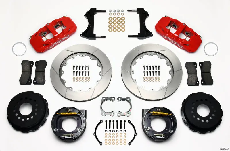 Wilwood Aero4 Rear P-Brake Kit 14.00In Red Big Ford New Style 2.36In Offset 1