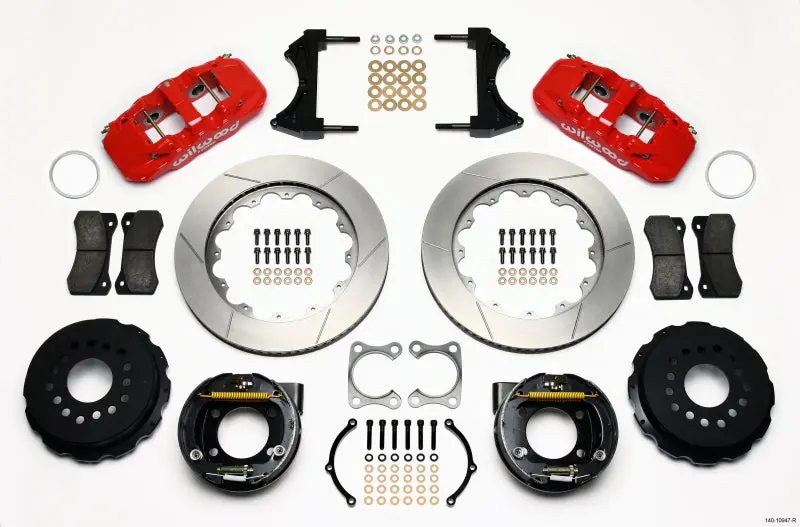 Wilwood Aero4 Rear P-Brake Kit 14.00In Red Big Ford Old Style 2.36In Offset 1