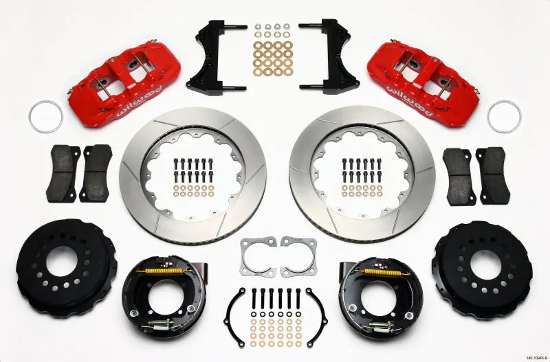 Wilwood Aero4 Rear P-Brake Kit 14.00In Red Chevy 12 Bolt-Spec 3.15In Bearing 1